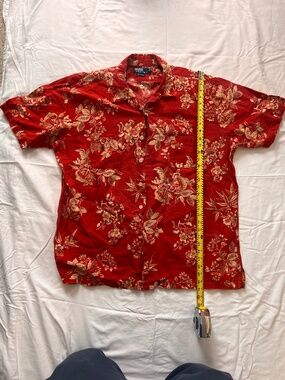 Vintage Polo by Ralph Lauren Linen Cotton Hawaiian Shirt XLT Red Sand Tan